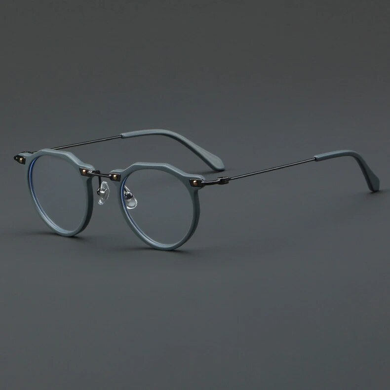 CCspace Unisex Full Rim Flat Top Round Acetate Eyeglasses 57028 Full Rim CCspace C5Grey