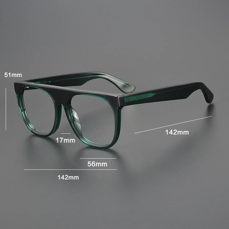 Gatenac Unisex Full Rim Flat Top Round Acetate Eyeglasses Gxyj1056 Full Rim Gatenac