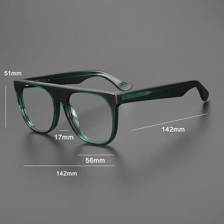 Gatenac Unisex Full Rim Flat Top Round Acetate Eyeglasses Gxyj1056 Full Rim Gatenac