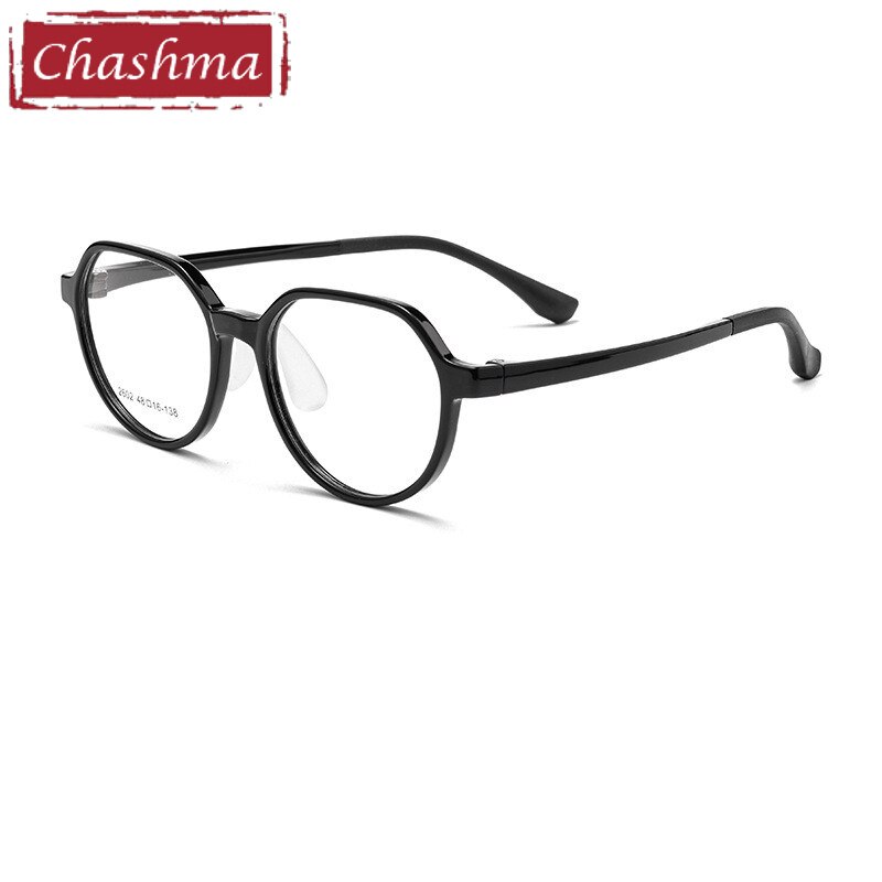 Chashma Unisex Children's Full Rim Round Tr 90 Titanium Eyeglasses 2602 Full Rim Chashma Black