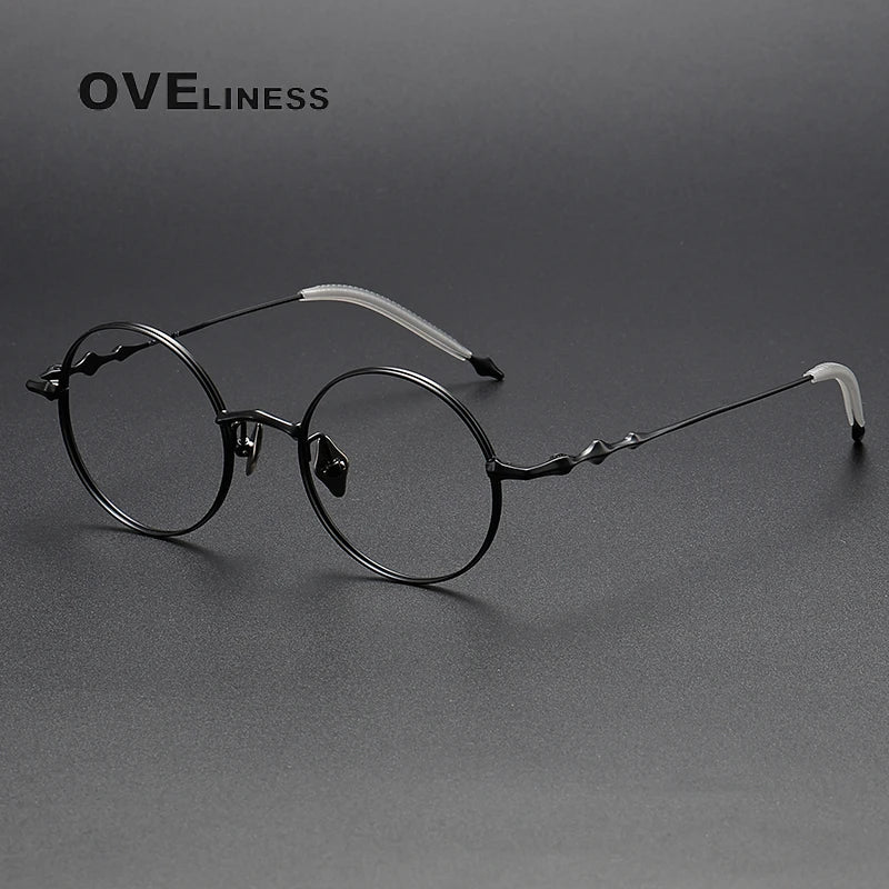Oveliness Unisex Full Rim Round Titanium Eyeglasses 4619 Full Rim Oveliness black  