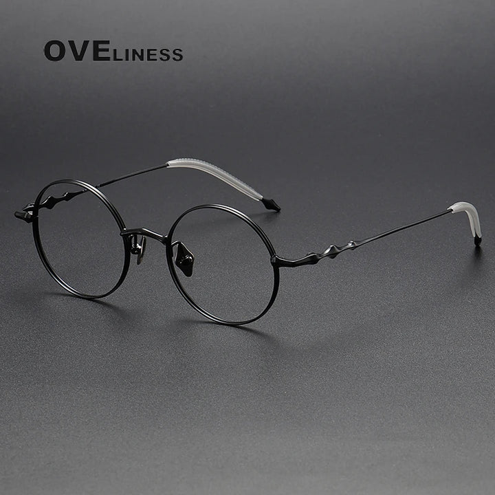 Oveliness Unisex Full Rim Round Titanium Eyeglasses 4619 Full Rim Oveliness black  