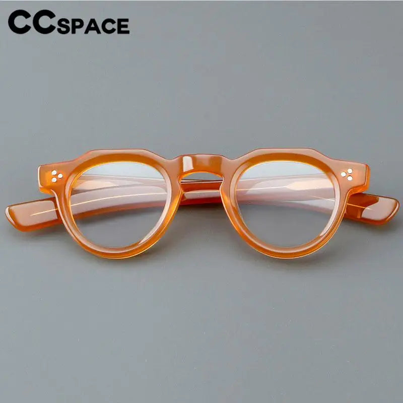 CCspace Unisex Full Rim Flat Top Round Acetate Eyeglasses 57171 Full Rim CCspace