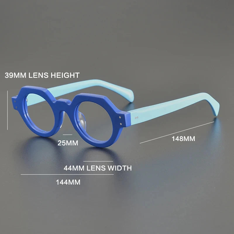 Gatenac Unisex Full Rim Flat Top Round Acetate Eyeglasses Gxyj1163 Full Rim Gatenac