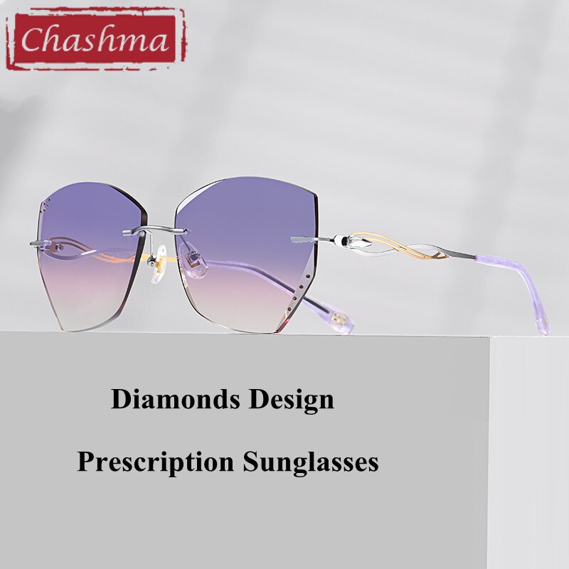 Chashma Women's Rimless Polygon Titanium Sunglasses 1750 Sunglasses Chashma