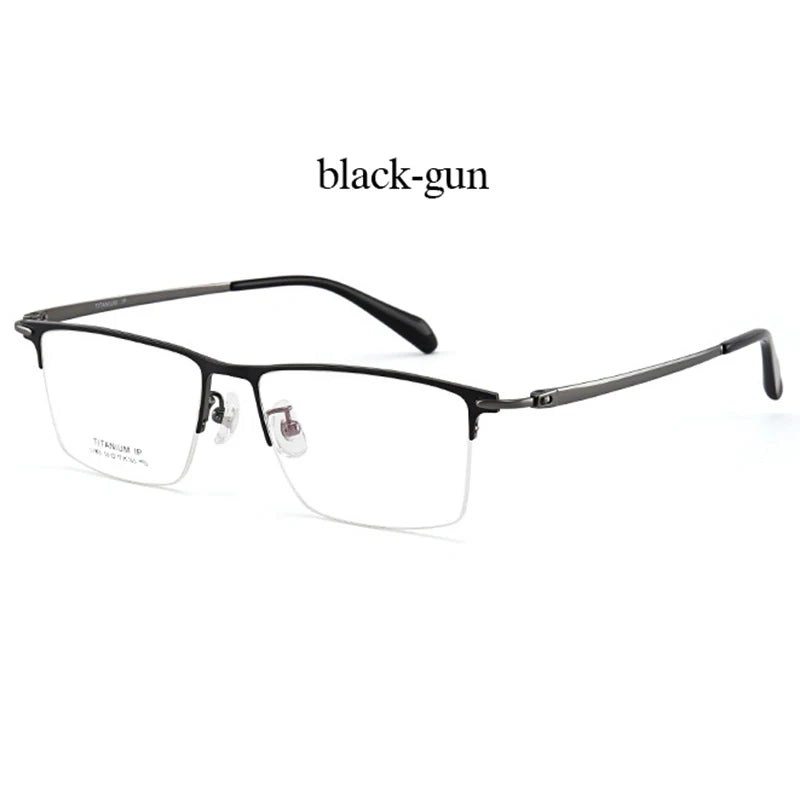 Handoer Unisex Semi Rim Big Size Square Titanium Eyeglasses 11039