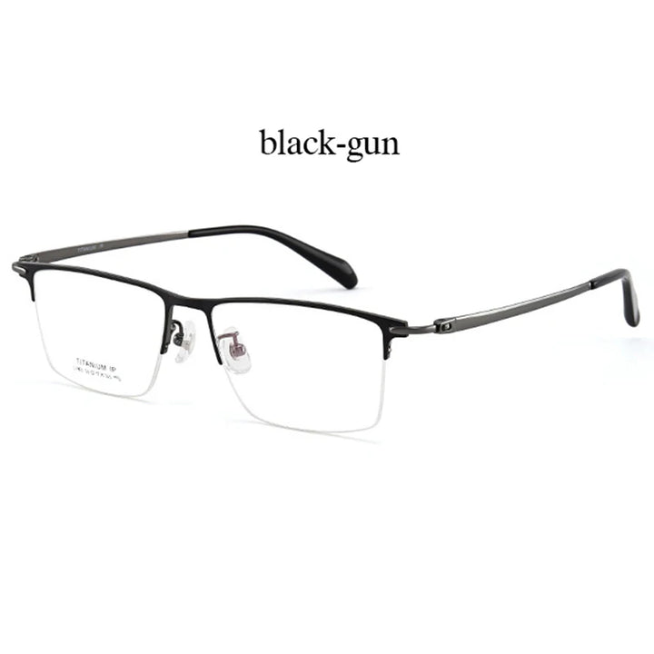 Handoer Unisex Semi Rim Big Size Square Titanium Eyeglasses 11039