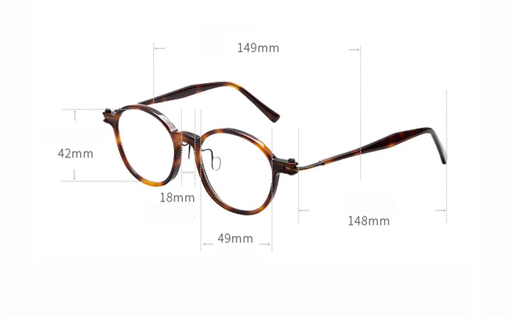 Black Mask Unisex Full Rim Oval Round Titanium Acetate Eyeglasses 65883