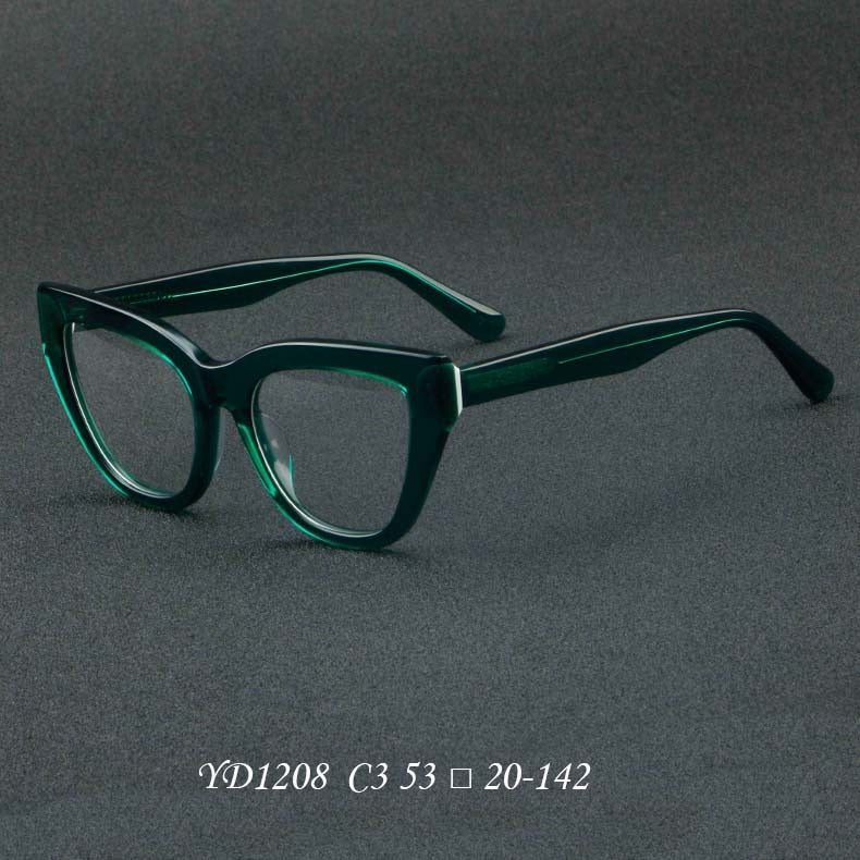 CCspace Unisex Full Rim Square Cat Eye Acetate Eyeglasses 56813 Full Rim CCspace C3Green
