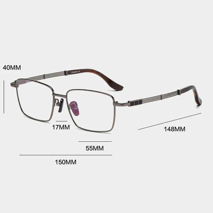 Gatenac Unisex Full Rim Square Titanium Horn Temple Eyeglasses Gxy1497 Full Rim Gatenac