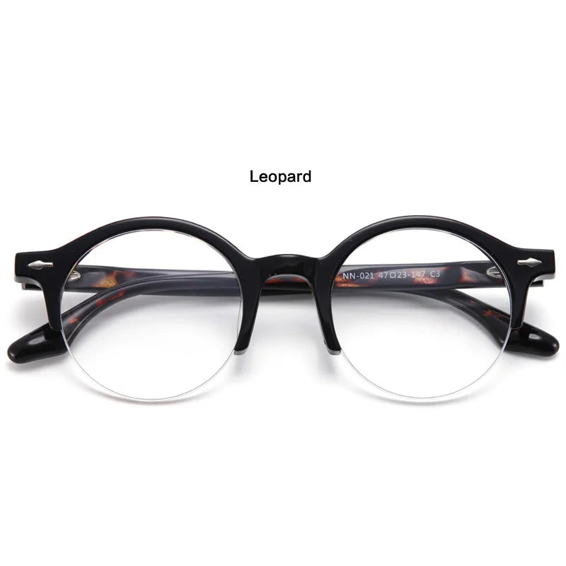 Muzz Unisex Semi Rim Round Acetate Eyeglasses Nn021 Semi Rim Muzz C2