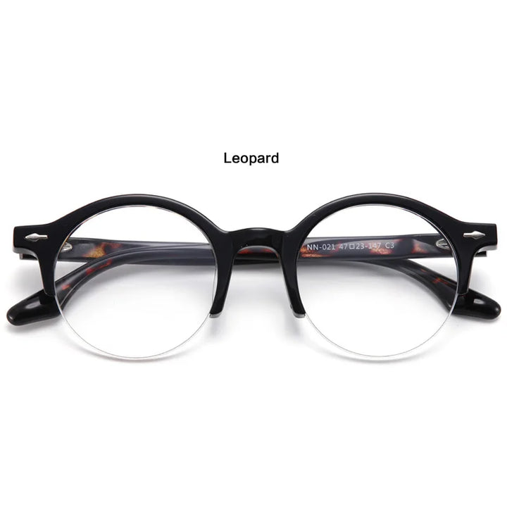 Muzz Unisex Semi Rim Round Acetate Eyeglasses Nn021 Semi Rim Muzz C2