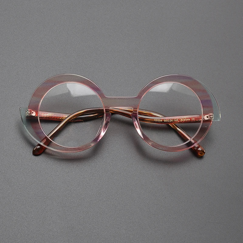 Nobler Unisex Full Rim Round Wide Edge Acetate Eyeglasses 9354 Full Rim Nobler