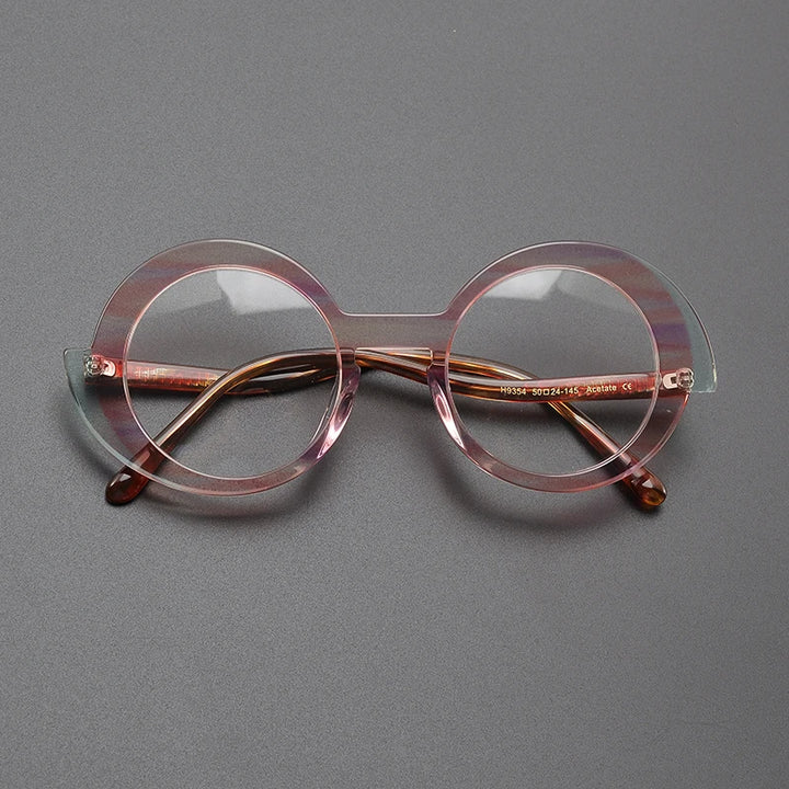 Nobler Unisex Full Rim Round Wide Edge Acetate Eyeglasses 9354 Full Rim Nobler