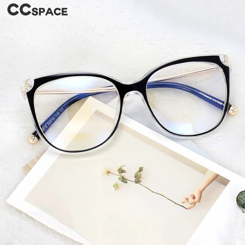 CCspace Women's Full Rim Cat Eye Tr 90 Titanium Reading Glasses R45818 Reading Glasses CCspace