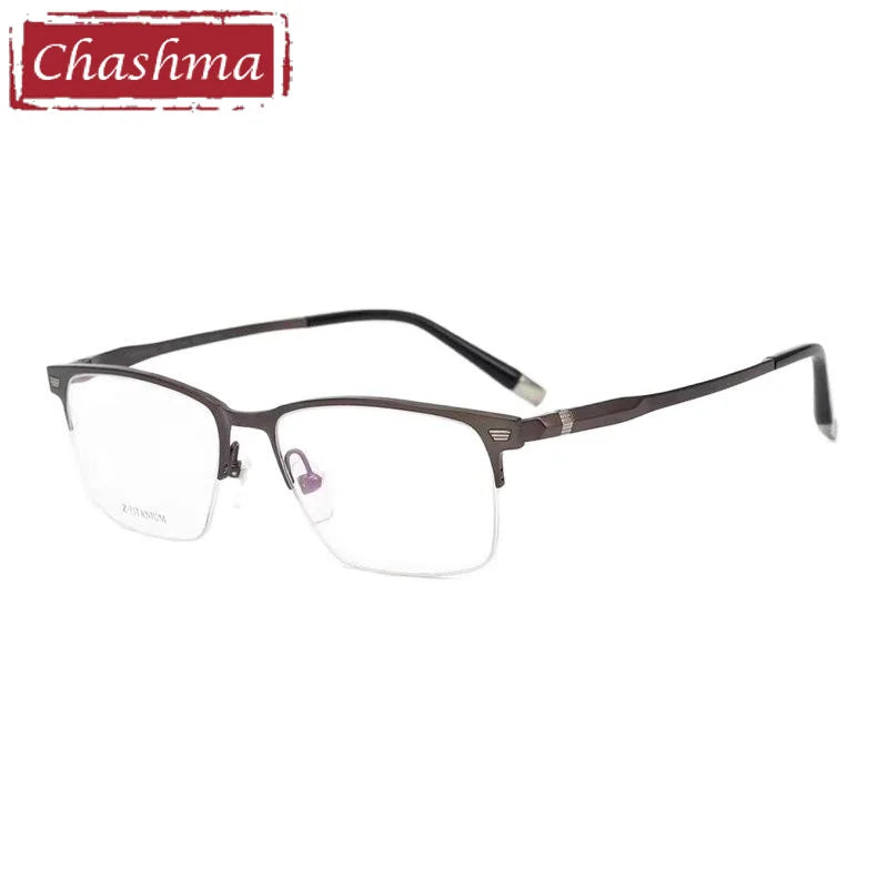 Chashma Ottica Unisex Semi Rim Square Titanium Eyeglasses 27009 Semi Rim Chashma Ottica Cofee  