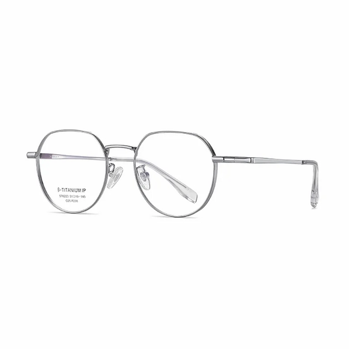 Ralferty Women's Full Rim Polygon Titanium Alloy Eyeglasses R6223 Full Rim Ralferty C5 Silver CN