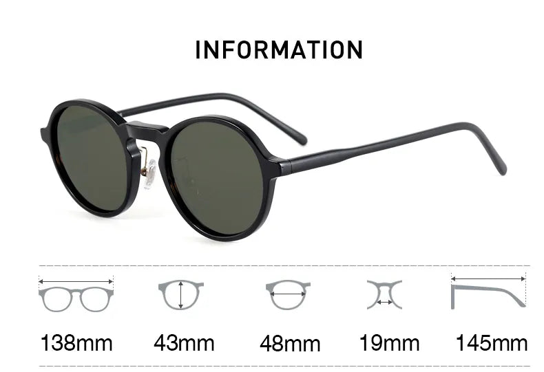 Black Mask Unisex Full Rim Round Acetate Polarized Sunglasses 14543 Full Rim Black Mask