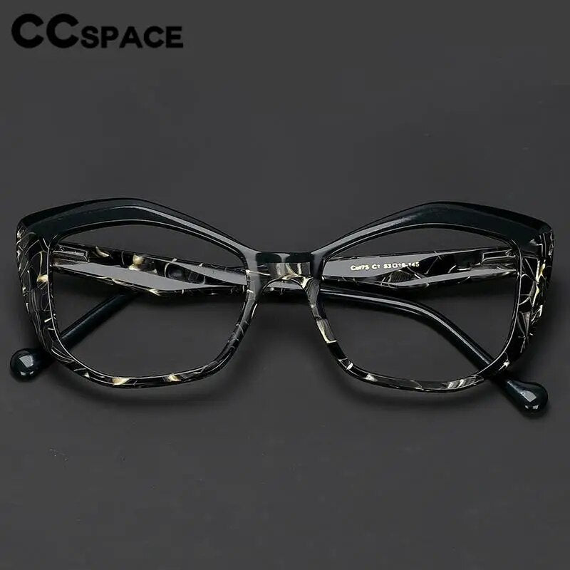 CCspace Unisex Full Rim Square Acetate Eyeglasses 57003 Full Rim CCspace