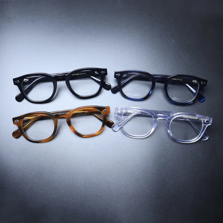 Gatenac Unisex Full Rim Round Acetate With Clip On Sunglasses 1237 With Clip Ons Gatenac