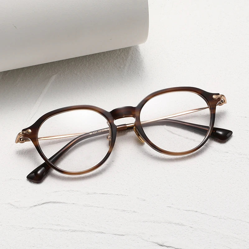 Nobler Unisex Full Rim Flat Top Acetate Titanium Eyeglasses M131 Full Rim Nobler