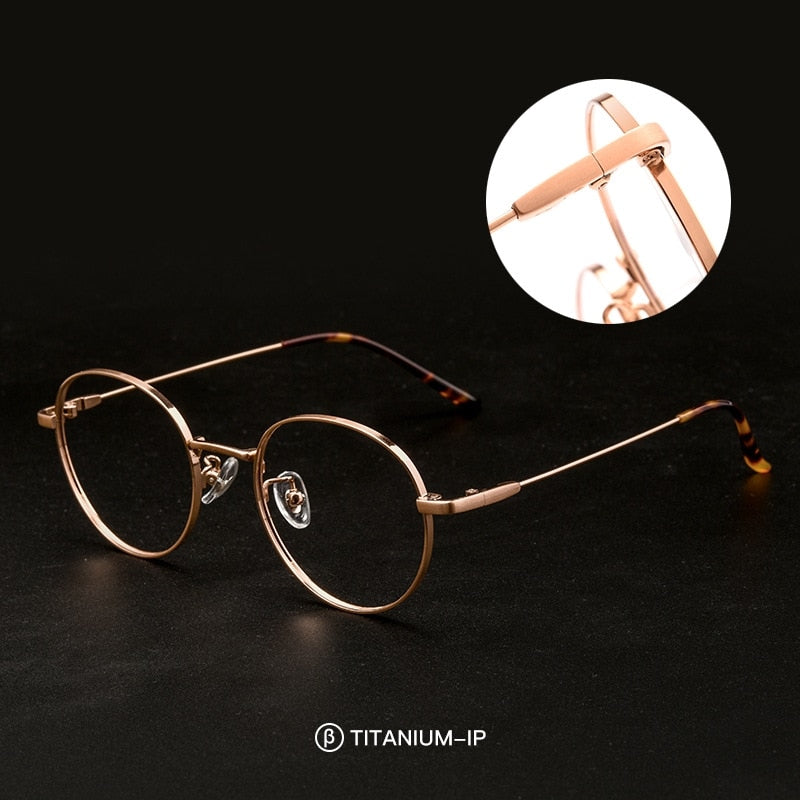 Yimaruili Unisex Full Rim Round Titanium Alloy Eyeglasses Bt038t Full Rim Yimaruili Eyeglasses