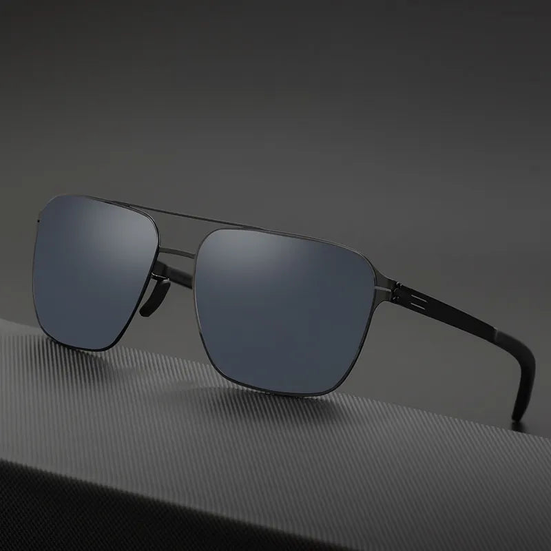 Black Mask Men's Full Rim Square Double Bridge Stainless Steel Sunglasses 491759 Full Rim Black Mask
