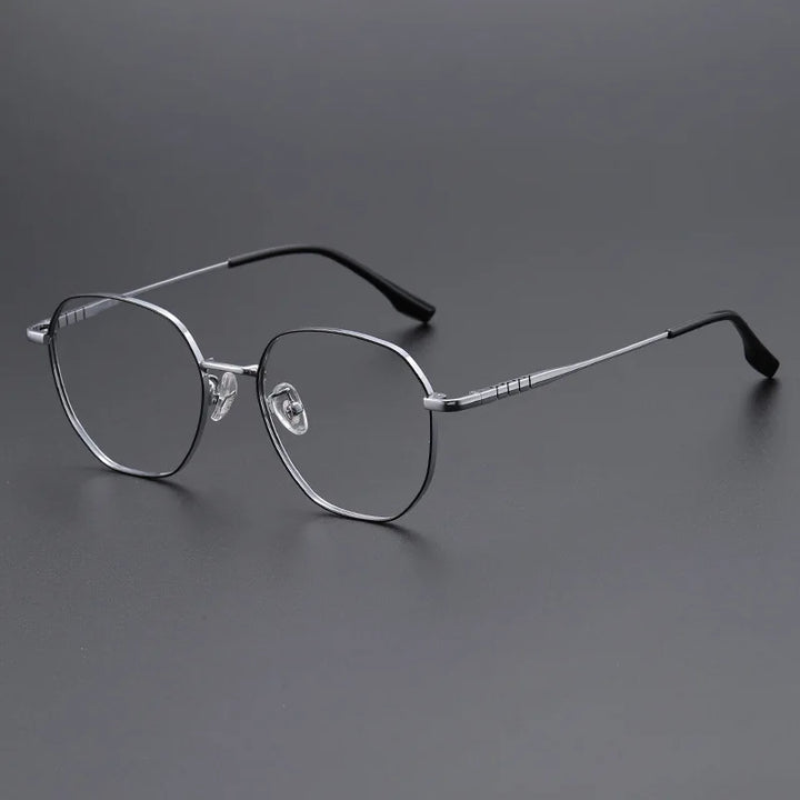 Momoja Unisex Full Rim Flat Top Polygon Titanium Eyeglasses 71280