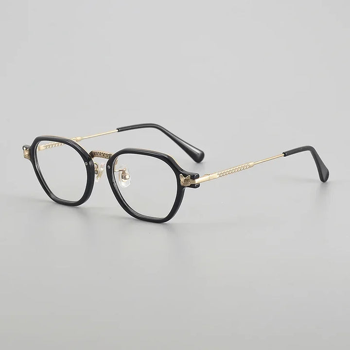 Hewei Unisex Full Rim Polygon Titanium Acetate Eyeglasses 842009 Full Rim Hewei C1 1 CHINA