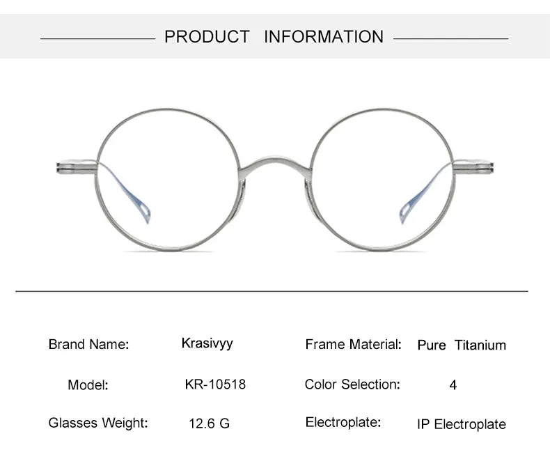 Krasivyy Men's Full Rim Small Round Titanium Eyeglasses Kr10518 Full Rim Krasivyy   