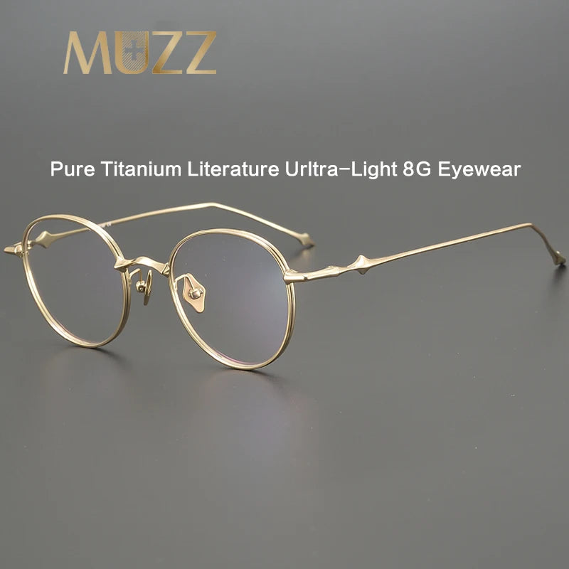 Muzz Unisex Full Rim Round Titanium Ip Plated Eyeglasses Ep87 Full Rim Muzz