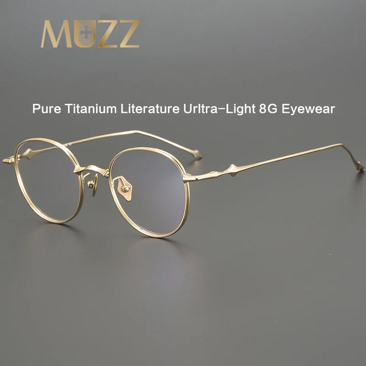 Muzz Unisex Full Rim Round Titanium Ip Plated Eyeglasses Ep87 Full Rim Muzz