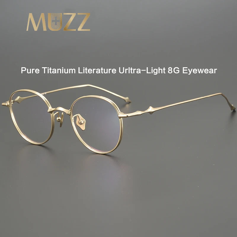 Muzz Unisex Full Rim Round Titanium Ip Plated Eyeglasses Ep87 Full Rim Muzz   