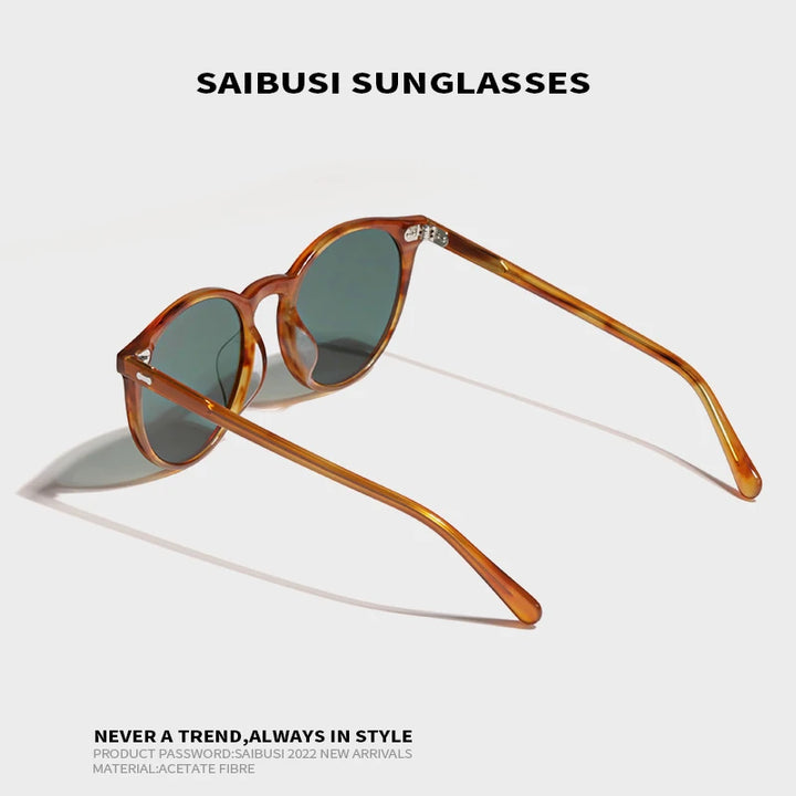 Hewei Women's Full Rim Round Acetate Sunglasses 0014 Sunglasses Hewei