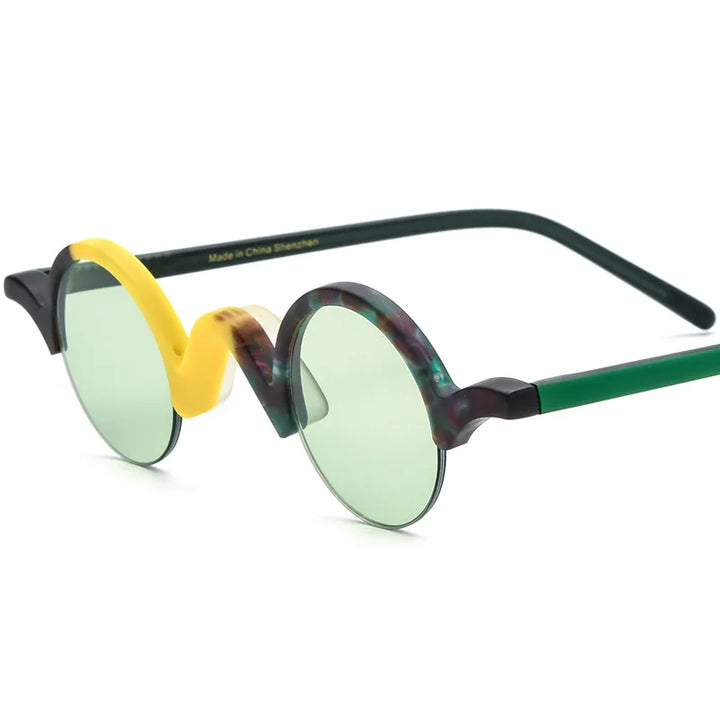 Nobler Women's Semi Rim Round Frosted Acetate Polarized Sunglasses 1928 Sunglasses Nobler C2