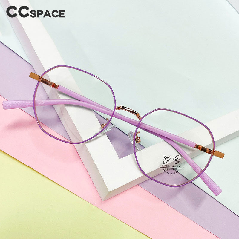 CCspace Unisex Youth Full Rim Polygon Alloy Eyeglasses 56567 Full Rim CCspace