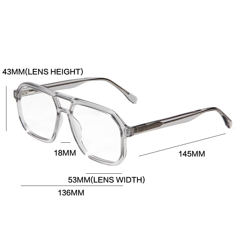 Gatenac Unisex Full Rim Square Double Bridge Acetate Eyeglasses Gxyj1099 Full Rim Gatenac