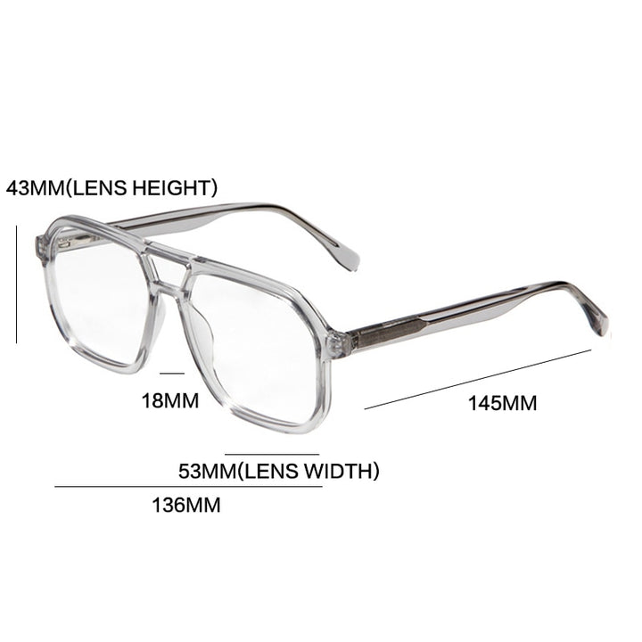 Gatenac Unisex Full Rim Square Double Bridge Acetate Eyeglasses Gxyj1099 Full Rim Gatenac
