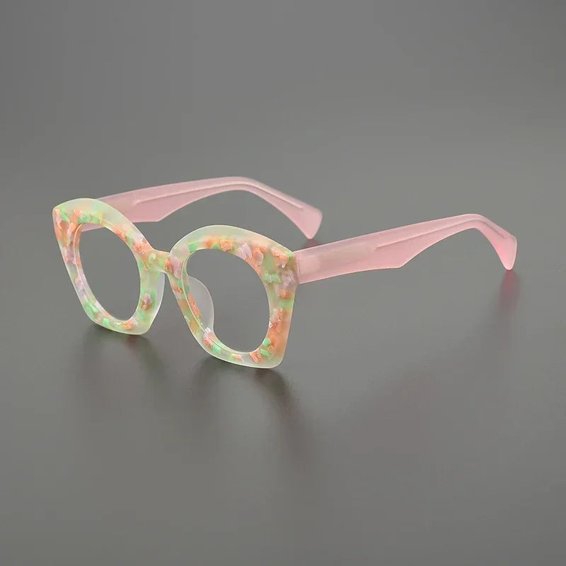 Hewei Women's Full Rim Square Cat Eye Frosted Acetate Eyeglasses 19388 Full Rim Hewei C7