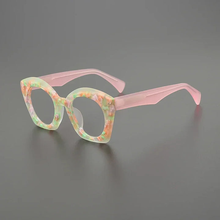 Hewei Women's Full Rim Square Cat Eye Frosted Acetate Eyeglasses 19388 Full Rim Hewei C7