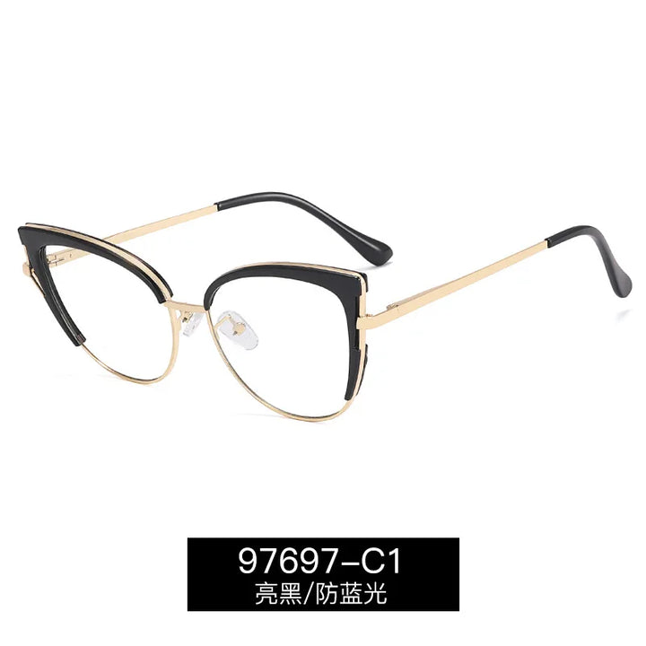 Handoer Women's Full Rim Oval Cat Eye Acetate Alloy Eyeglasses 97697 Full Rim Handoer C1