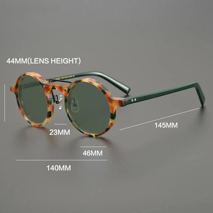 Gatenac Unisex Full Rim Round Polarized Acetate Sunglasses Mo11 Sunglasses Gatenac