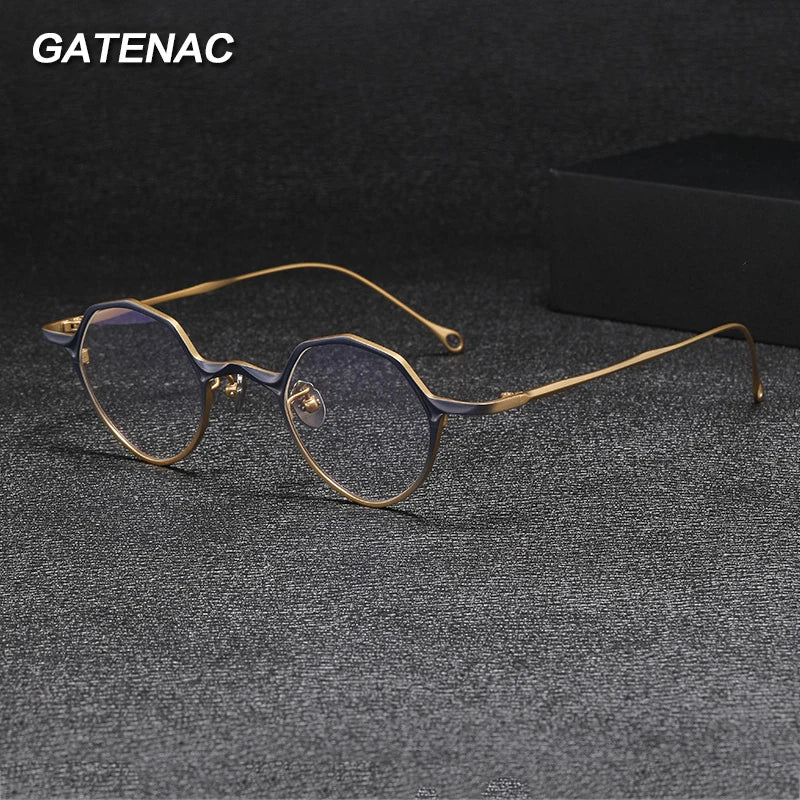 Gatenac Unisex Full Rim Small Polygon Titanium Eyeglasses Gxyj1464 Full Rim Gatenac