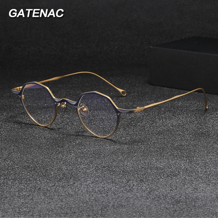 Gatenac Unisex Full Rim Small Polygon Titanium Eyeglasses Gxyj1464 Full Rim Gatenac