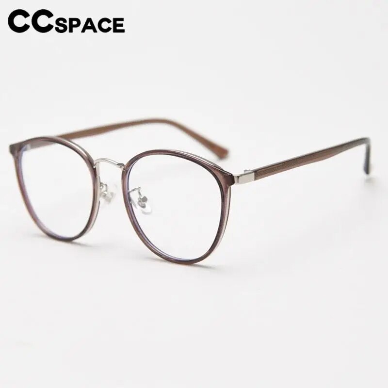 CCspace Unisex Full Rim Round Tr 90 Titanium Eyeglasses 57021 Full Rim CCspace