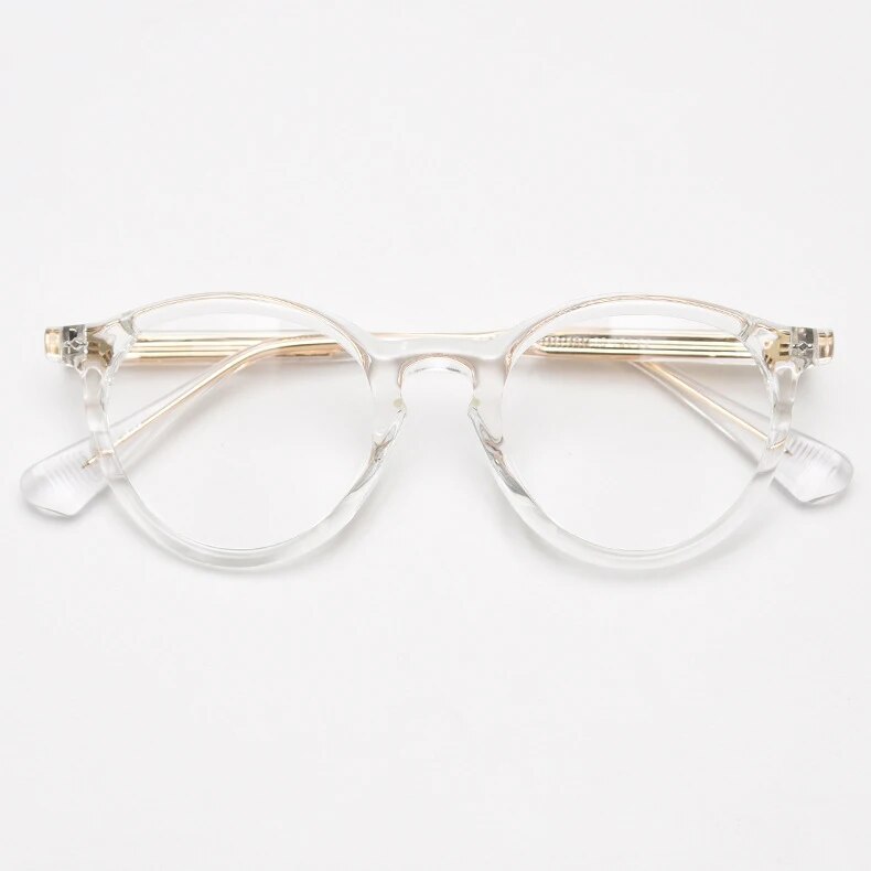 CCspace Unisex Full Rim Round Tr 90 Titanium Eyeglasses 57022 Full Rim CCspace C2Clear