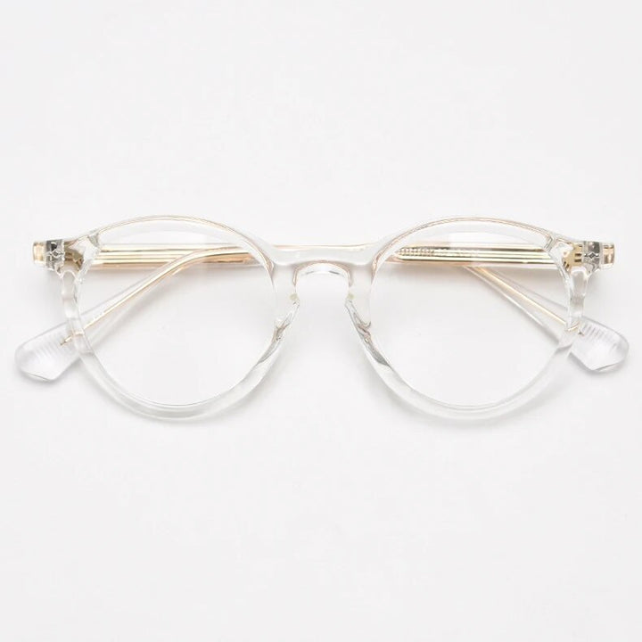 CCspace Unisex Full Rim Round Tr 90 Titanium Eyeglasses 57022 Full Rim CCspace C2Clear