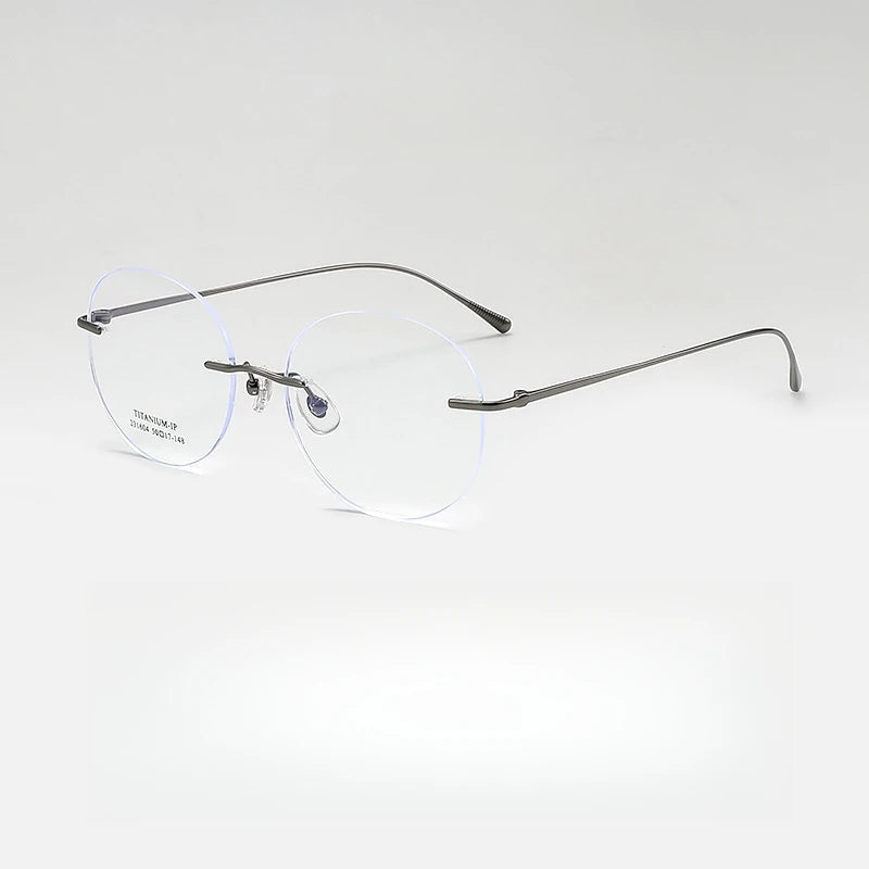 Yimaruli Unisex Rimless Round Titanium Eyeglasses 231604Wk Rimless Yimaruili Eyeglasses Gun