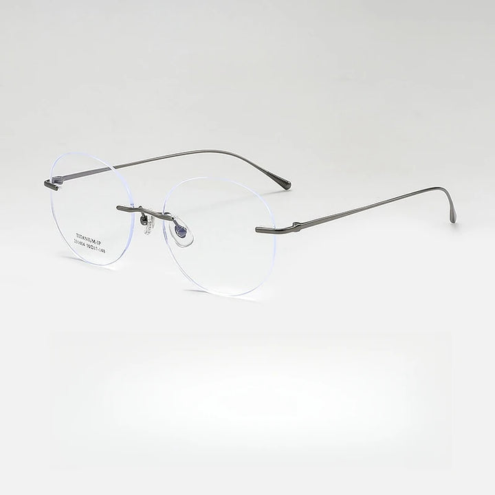 Yimaruli Unisex Rimless Round Titanium Eyeglasses 231604Wk Rimless Yimaruili Eyeglasses Gun