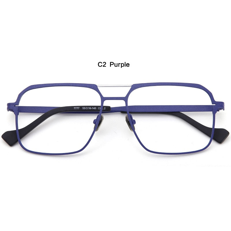 Muzz Unisex Full Rim Big Square Double Bridge  Titanium Eyeglasses 7777 Full Rim Muzz C2
